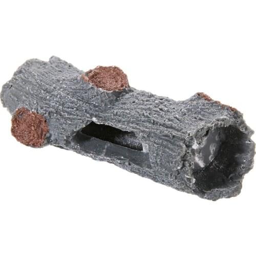 Aquarium Log Hide Polyresin Hollow Tree Log Ornament Hide Hiding Cave for Fish Tank Decoration Accessories 12.5x6.5x5cm