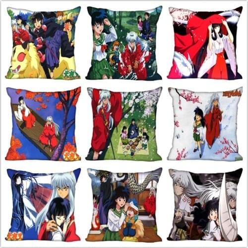 Custom Japanese anime Inuyasha Square Pillowcase Custom Zippered Bedroom Home Pillow Cover Case 35*35cm 40*40cm drop shipping