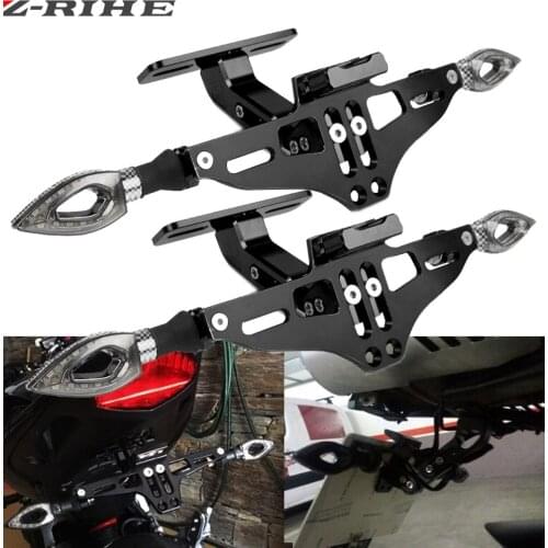 CNC Motorcycle License Plate Bracket Holder With LED Light For Yamaha FZ1 Fazer Fz6r Fz8 Xj6 Fz6 Mt-09 FZ-09 MT07 FZ07 MT 03 10