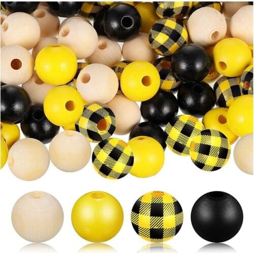 Wood Round Beads,Wooden Craft Bead Smooth Wooden Bead Painted Large Hole Loose Beads,Wood Spacer Bead For Home Decor