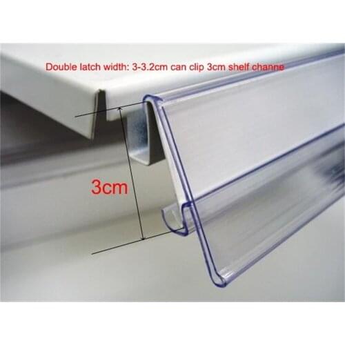 Double latch Shelf Mounted Sign Banner Cover Shelf Edge Price Tag Display Label Holder Merchandise Info Data Strip Channel Clamp