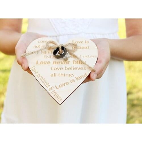 Customize Rustic Wedding Ring Holder Religous Wedding Ring Pillow With Date Wedding Favor Ring Holder Wedding Party Decoration