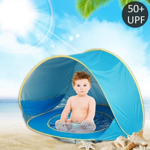 Children tent uv-protecting blue sun shelter with a pool waterproof pop up awning tent kid outdoor camping sunshade for children