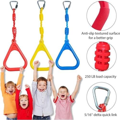 Kids Rings Swing Gymnastic Rings Ninja Obstacle Accessories Outdoors Playground Equipment For Children Adults