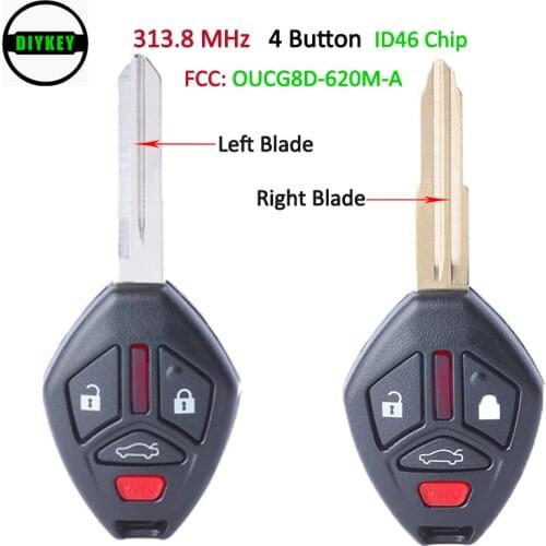 DIYKEY Remote Key 4 Buttons 313.8MHz with ID46 Chip for Mitsubishi Eclipse Galant 2006-2007 FCC: OUCG8D-620M-A