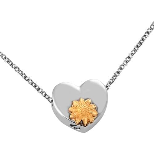 Dropshipping Stainless Steel Cremation Jewelry Sunflower Urn Necklace for Ashes Heart Pendant Memorial Keepsake Gifts for Women