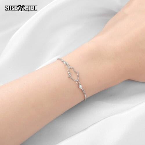 Fashoin Cubic Zircon Small Geometric hand Bracelet Open Adjustable Charm Bracelet For Women Jewelry