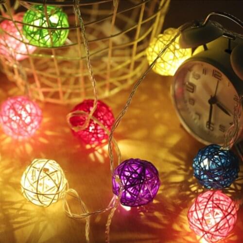 4M Rattan Ball LED String Lights For Party Wedding Christmas Tree Decorations Fairy Lights Garland Balls Lamp Battery Lamp Chain