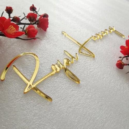 Custom Mirror Gold Acrylic Baby Name Sign Personalized Wedding Name Sign Birthday Party Decor Baby Shower Backdrop Room Hanger