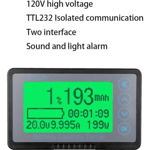 Coulomb Meter Battery Capacity Indicator Voltage Current Power Digital Time Display Alarm TTL232 Lipo Lithium lifepo4 Lead Acid