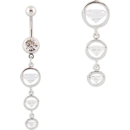 Navel ring Zircon round belly button ring clear body piercing Body jewelry Wholesale Surgical Steel bar 10 PCS Lot