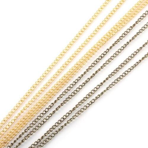 Jewelry Making Metal Iron Chain 2.5mm 3mm 10m/lot Rhodium Plated Jewelry Findings Chain FLB02