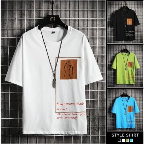 Short-Sleeved Mens Loose, Breathable, Casual, Round Neckline, Trendy Brand T-Shirts, Trendy, Wild Boys, Summer New Styles