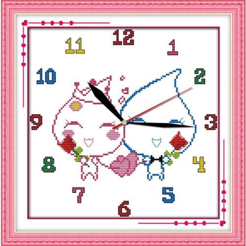 Water-drop love cross stitch kit 14ct 11ct count print canvas wall clock stitches embroidery DIY handmade needlework plus