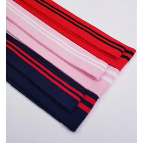 New arrival 2pcs/set colored Strip Series cotton knitted fabric elastic collar cuffs hem bottom collar thread mouth fabric