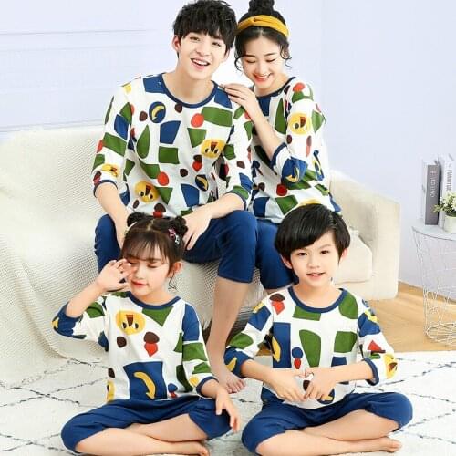 Baby Girls Clothes Mother Daughter Homewear Family Matching Outfits Kids Pajamas Half Sleeve Sleepwear Boys Clothes Pyjamas Suit