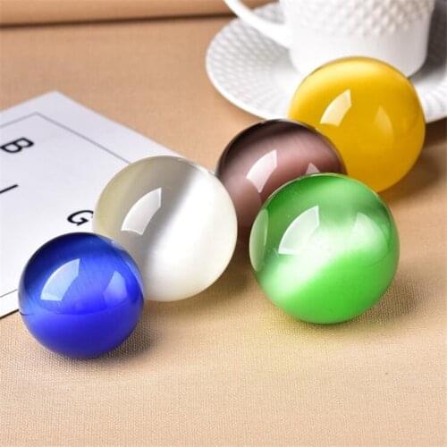 Wholesale Multicolor Crystal Gems Beads Round Ball Sphere 25/30/40mm Round ball Opal Cats eye Stone Home Decoration Crafts