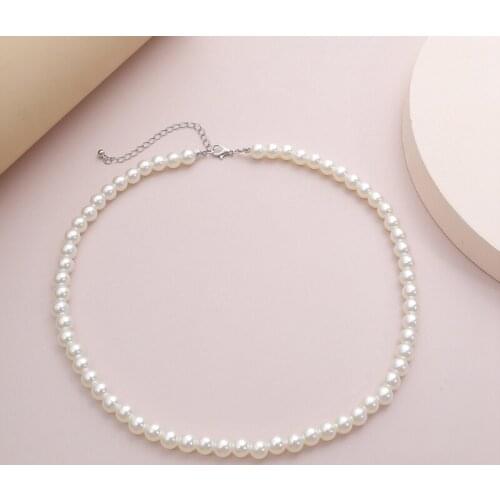 Fine Chokers Necklace Jewelry Simulated Pearl Necklace Fashion Statement Imitate Pearl Beads for Wedding Party Decoration
