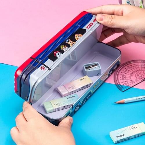 New Paw Patrol Multi-layer Pencil Box for Student Children Multifunctional Metal Pencils Cases with Large Capacity Birthday Gift
