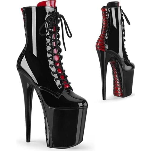Sexy 6-8 inch stage high heel booties, cross strap soles, 15-20 cm high heels, model club show pole dancing shoes
