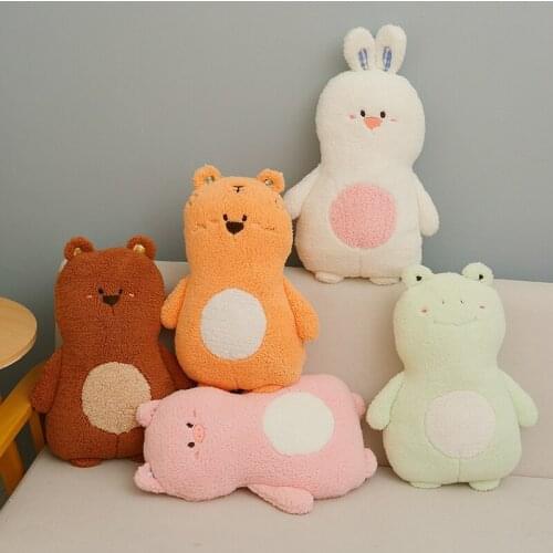 Lucky Boy Sunday Pig Rabbit Frog Bear Cotton Pillow Cushion Soft Appease Doll Animals Plush Toy Baby Room Decoration Kids Gift