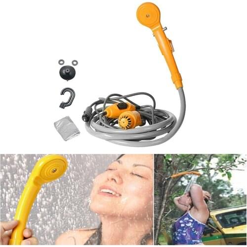 Portable Car Shower Washing Tool 12V Pumps Water from Bucket Into Steady, Gentle Shower Stream for Camping Traveling Beach