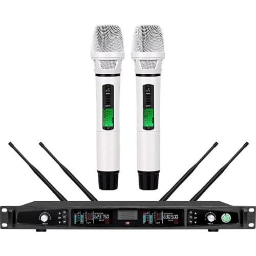 Bolymic Professional Microphone System 200 Channel Stage Karaoke Wireless Microphones Set Dual Handheld Mics