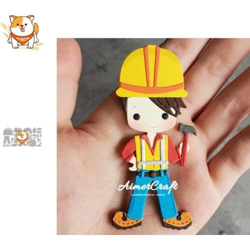 Worker Workman Metal Cutting Dies Mold Knife Scrapbooking Stencil DIY Embossing Craft Die Cuts Card Making New Dies For 2020