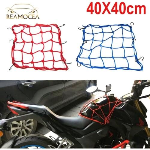 Reamocea 1Pc 6 Hooks Universal Bungee Cargo Net Motorbike Helmet Mesh Storage Hold Down Tank Luggage Net String Organizer Bag