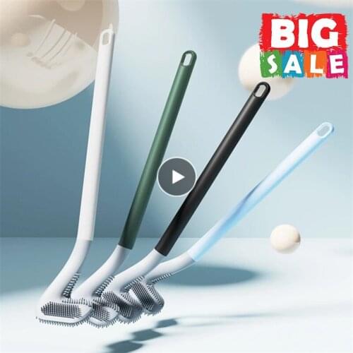 Toilet Brush Water Leak Proof With Base Silicone Wc Flat Head Flexible Soft Bristles Cleaning Brush With Quick Drying Holder Set