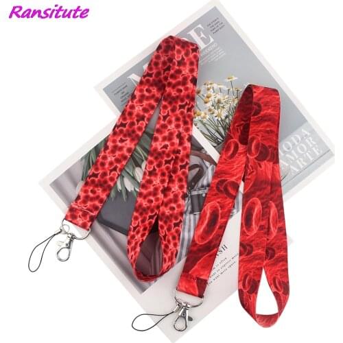 Ransitute R1631 Red Blood Cells Medical Theme Lanyards ID Name Work Card Holder Keyring Neck Straps Phone Accessories For Doctor