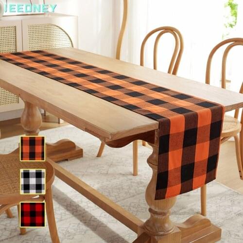 Nordic Table Runner for Country Wedding Christmas Decoration Track on The Table with Plaid Printing Camino De Mesa Nordico