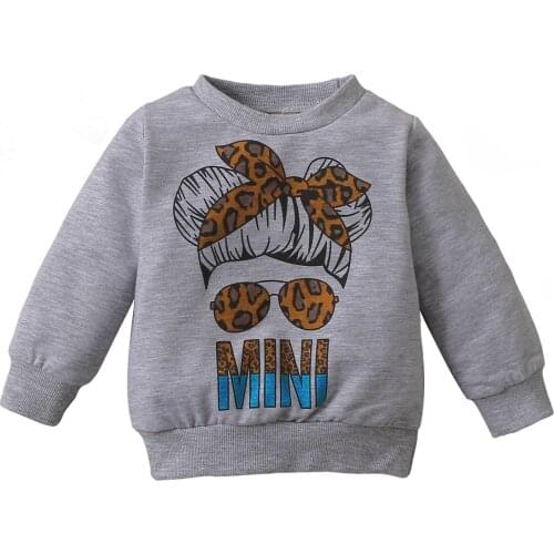 New Girls Spring Autumn Hoodie, Toddlers Bow Head Portrait Letter Printing Long Sleeve Round Collar Tops Casual Clothes