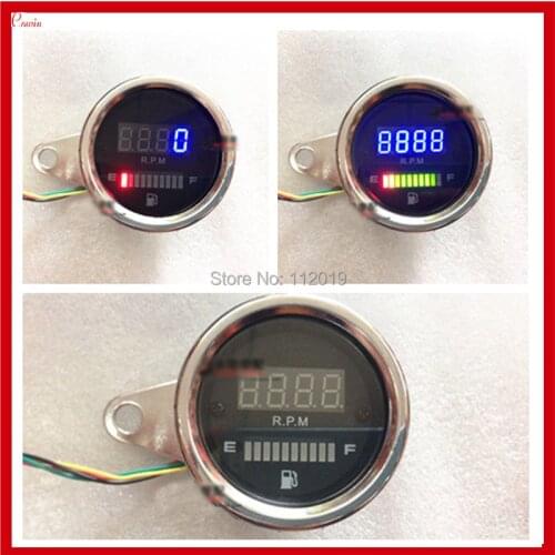 New Universal 2 function in 1 12v Motorcycle Fuel Oil Gauge Meter Tachometer LED Oil Fuel level Scale Indicator