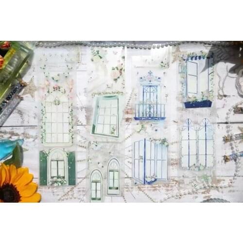 Vintage Flower Window Washi Masking Tapes Bullet Journal DIY Scrapbooking Decrorative Stickers