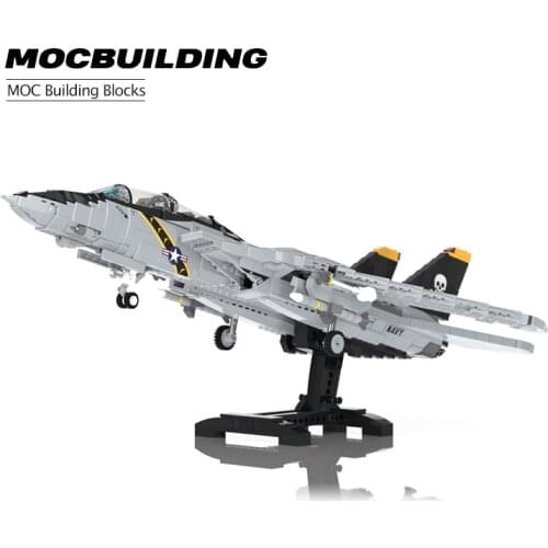 Military Fighter F-14Tomcat MOC Building Block Kids Supersonic Combat Aircraft Assembly Model DIY Brick Childrens Toys Gift