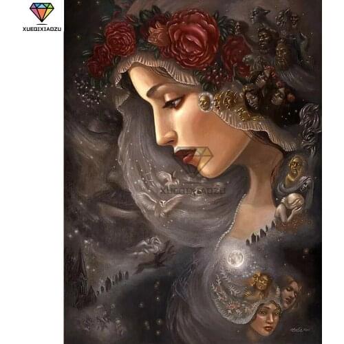 XUEQIXIAOZU Full Round Woman portrait Diamond drawing Diamond embroidery 5D DIY Diamond setting Mosaic painting gift 2020 New