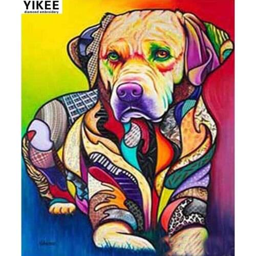 YIKEE diamond painting dog Wall Decor Full Square Rhinestone diamond embroidery nature animals t10
