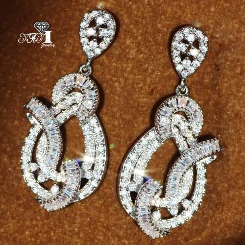 YaYI Jewelry Fashion Princess Cut White Natural Cubic Zirconia Silver Color Wedding Party Lover Wear Ear Stud Precious Earrings