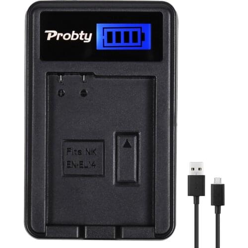 Probty EN-EL14 ENEL14 EN EL14 LCD USB Charger for Nikon D5300 D5200 D5100 D3100 D3200 D3300 P7100 P7000 P7700 DSLR Camera