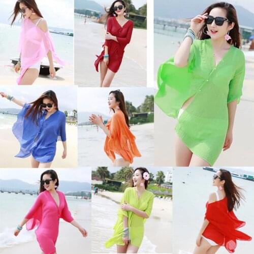 Women Chiffon Cover-Ups Beach Wear Wrap Beach Swimwear Cover Up Bikini Scarf