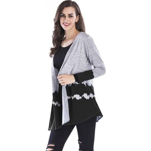 Neatie kiddie 2019 Fashion Gradient Print Cardigan Knitting Jacket Coat Women Outwear Long Sleeve V-neck Slim Casual Coats