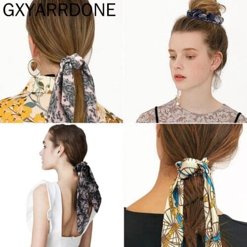 1pc 2019 Spring Summer Elegant Hair Scarf for Women Elastic Hairband Dot Print Floral Pattern Hair Tie Detachable Girls Headwear