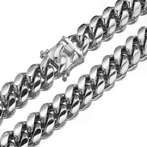 18mm Heavy Huge 316L Stainless Steel Silver Color Double Cuban Curb Chain Jewelry Mens Unisexs Necklace Or Bracelet 7-40inch