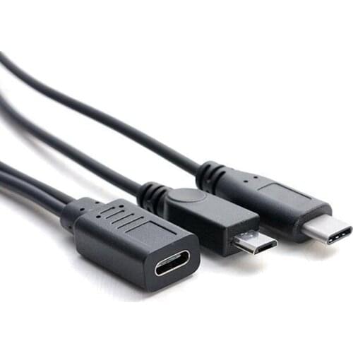 2 in 1 Micro USB Female to USB-C Type C USB 3.1 type-c & Micro USB Male Splitter Extension Charge charging charger Y Cable