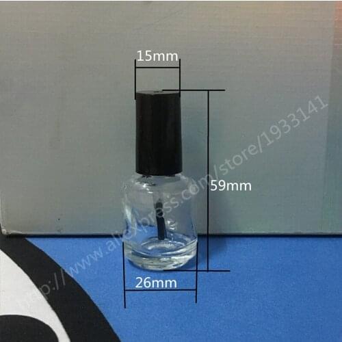 Free Shipping 500pcs 8ml Transparent Glass Empty Nail Polish Bottle With Brush Cosmetic Nail Containers