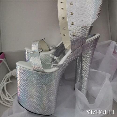 Barefoot thin belt boots, nightclub shoes, 20 cm color high heel low boots, party dancing shoes