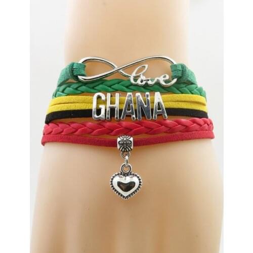 Infinity national ghana Bracelet heart Charm love ghana national Flag bracelet & bangle for world cup