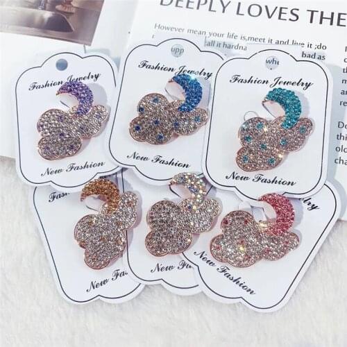 Brooch Pin Fashion Cute Cloud Moon Rhinestone Women’s Brooch Jewelry Ornaments For Bag Garment Decoration Accessories Badge Gift