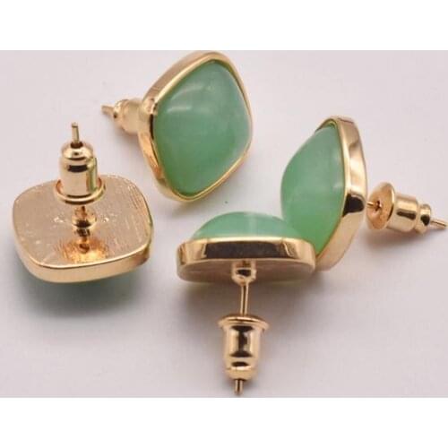 1pair 14mm Stud Earrings Natural Glass Beads Accessories Making Jewelry Earring Findings Beads For Jewelry Making JA0013